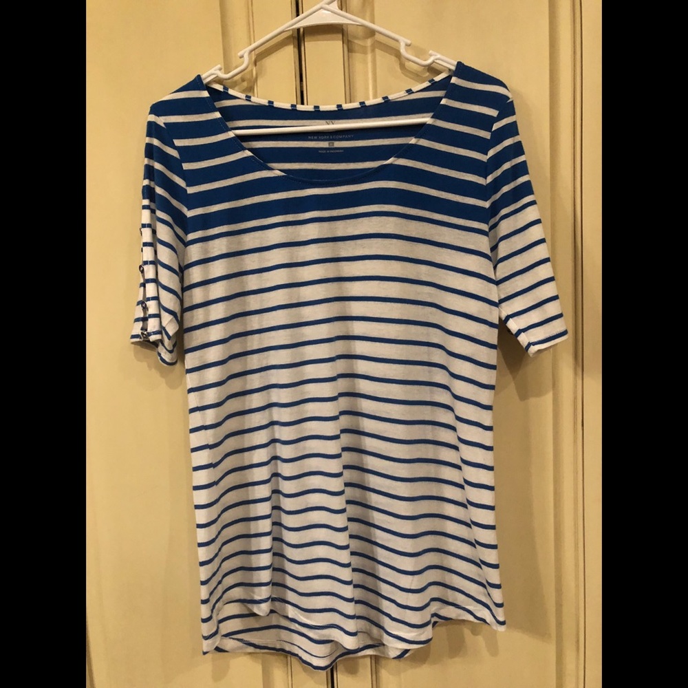 NY&Co. Blue and White Striped Top, Size Medium